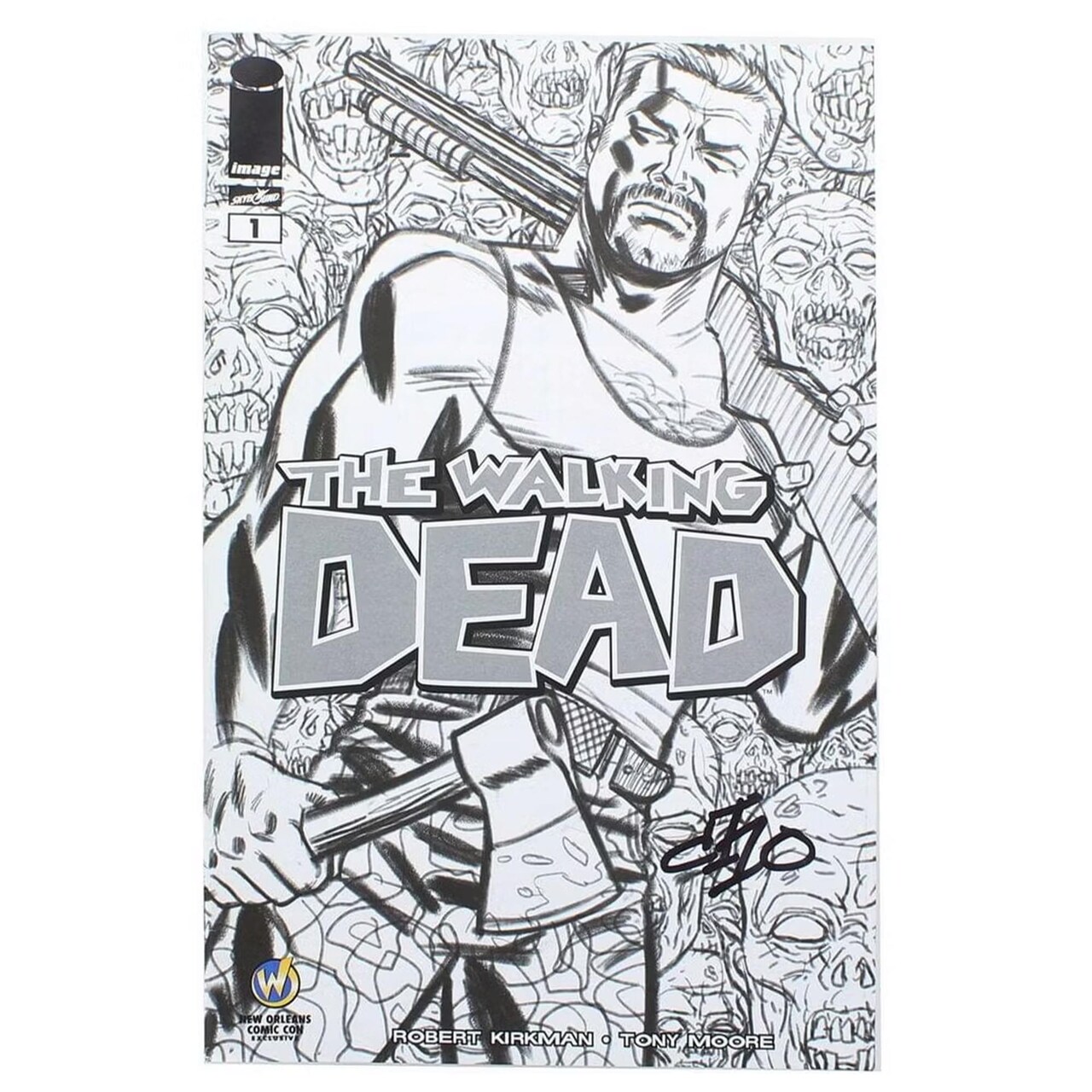Image Comics The Walking Dead #1 | WW New Orleans B&W Cover | AUTOGRAPHED - Moritat ( Justin Norman )